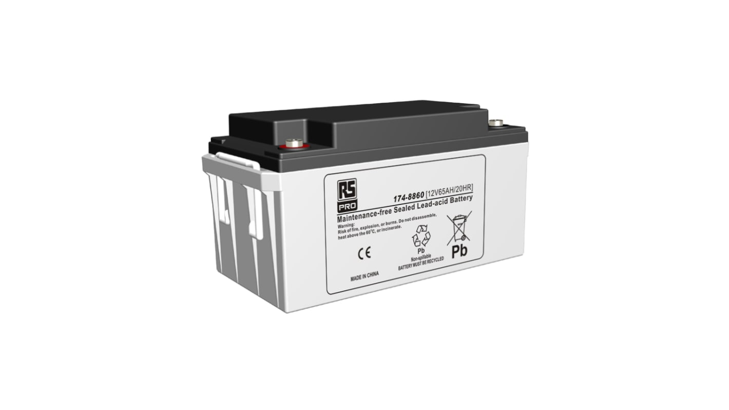 RS PRO 12V T6 Sealed Lead Acid Battery, 65Ah