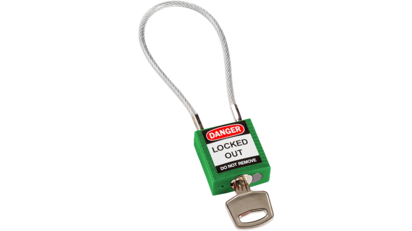 Brady Green 1-Lock Glass Fibre Reinforced Plastic Safety Padlocks, 4.7mm Shackle