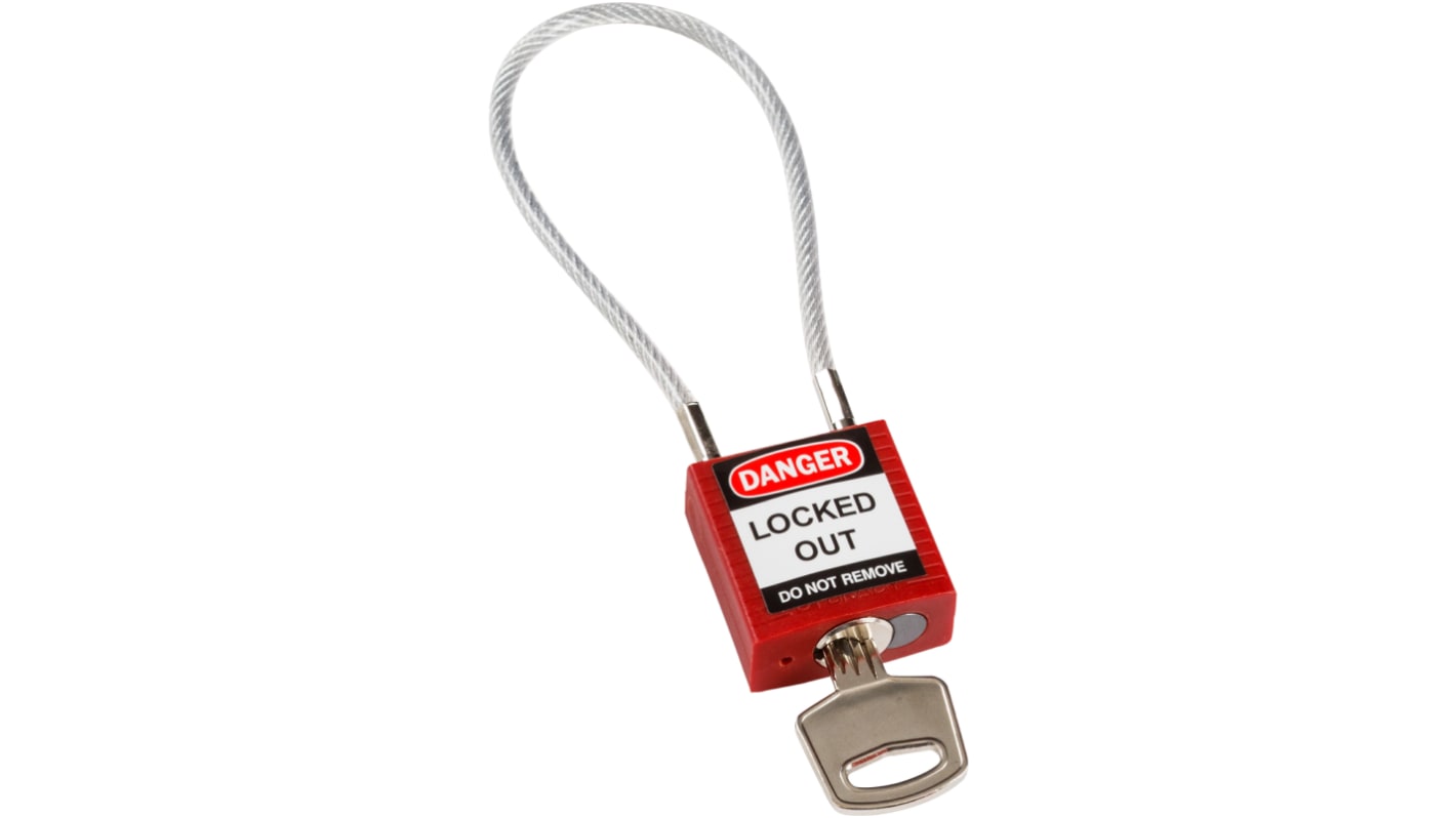 Brady Red 1-Lock Glass Fibre Reinforced Plastic Safety Padlocks, 4.7mm Shackle