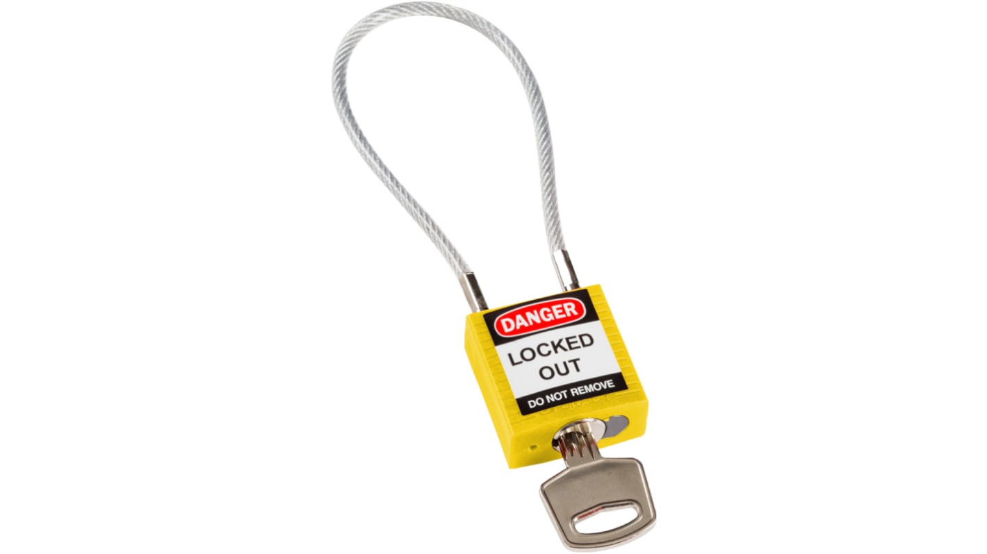 Brady Yellow 1-Lock Glass Fibre Reinforced Plastic Safety Padlocks, 4.7mm Shackle