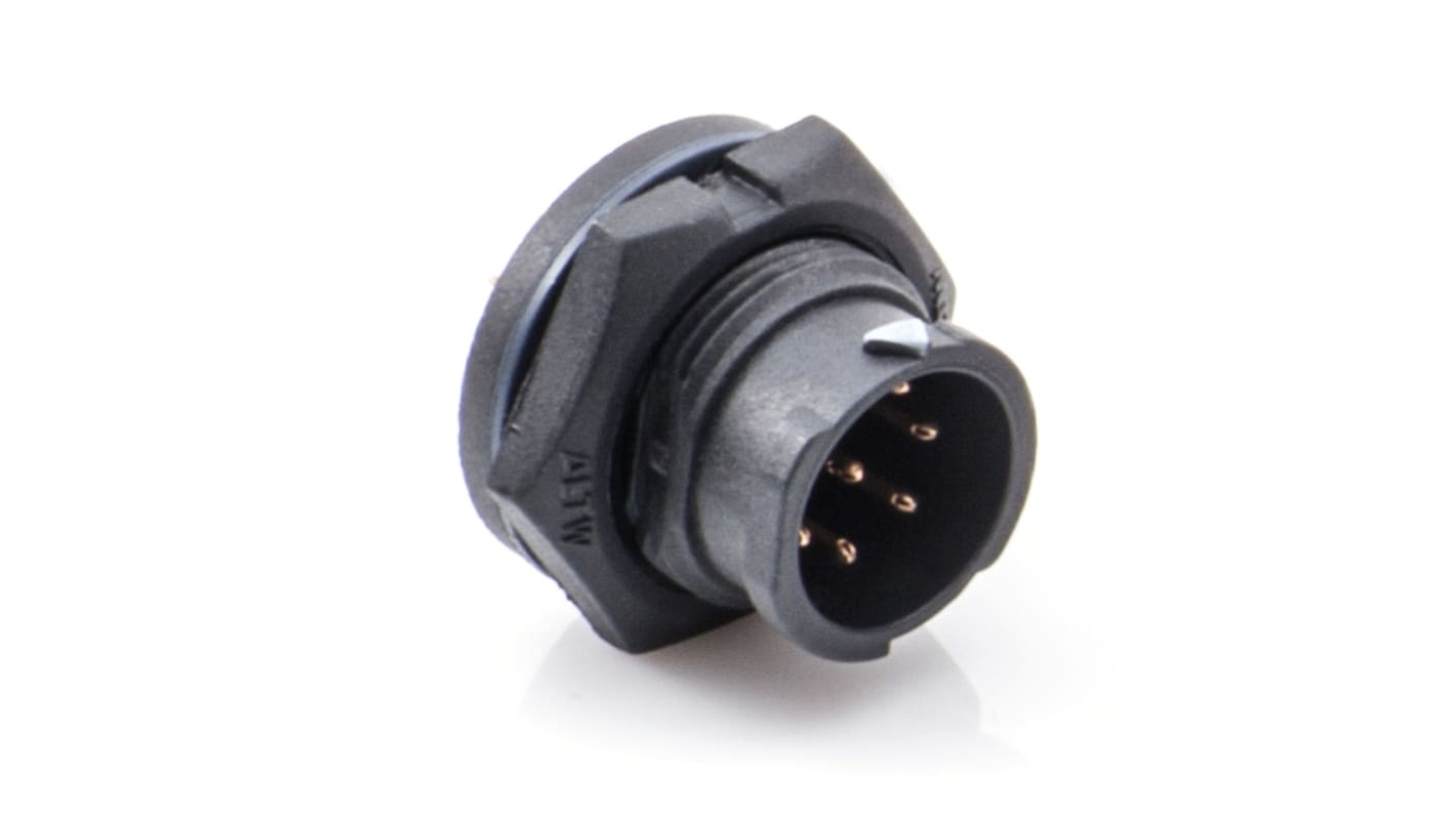 Conector circular Amphenol Industrial macho serie X-Lok de 6 vías macho, Montaje frontal, IP68