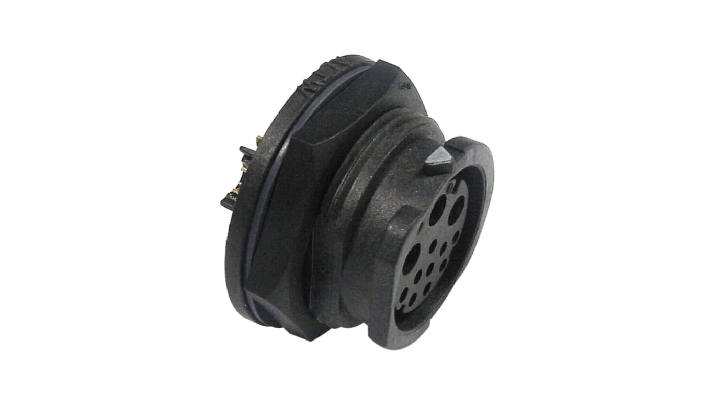 Conector circular Amphenol Industrial hembra serie X-Lok de 12 vías hembra, Montaje trasero, IP68