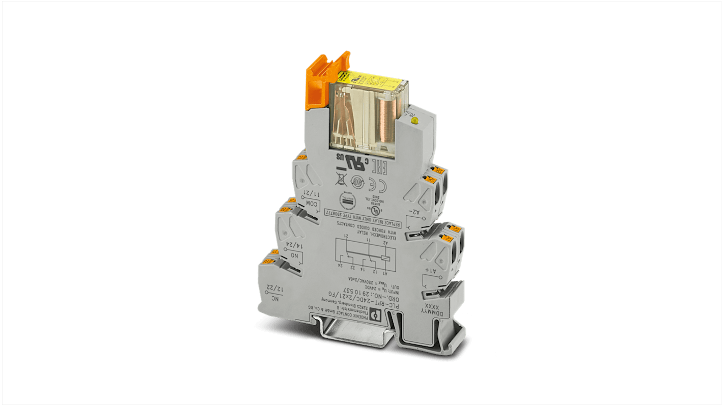 Phoenix Contact PLC-RPT Interface Relais, 24V dc / 32.4V dc 24V dc, 2-poliger Wechsler DIN-Schienen 250V ac/dc