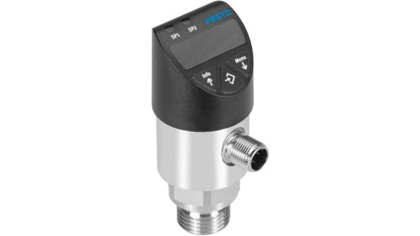 SPAWP10RG12M2PM12 Festo Pressure Sensor, 35V dc, IP65, IP67 +10