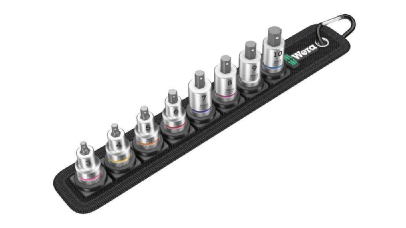 Wera 8-Piece Metric 3/8 in Bit Socket Set , Hex Bit