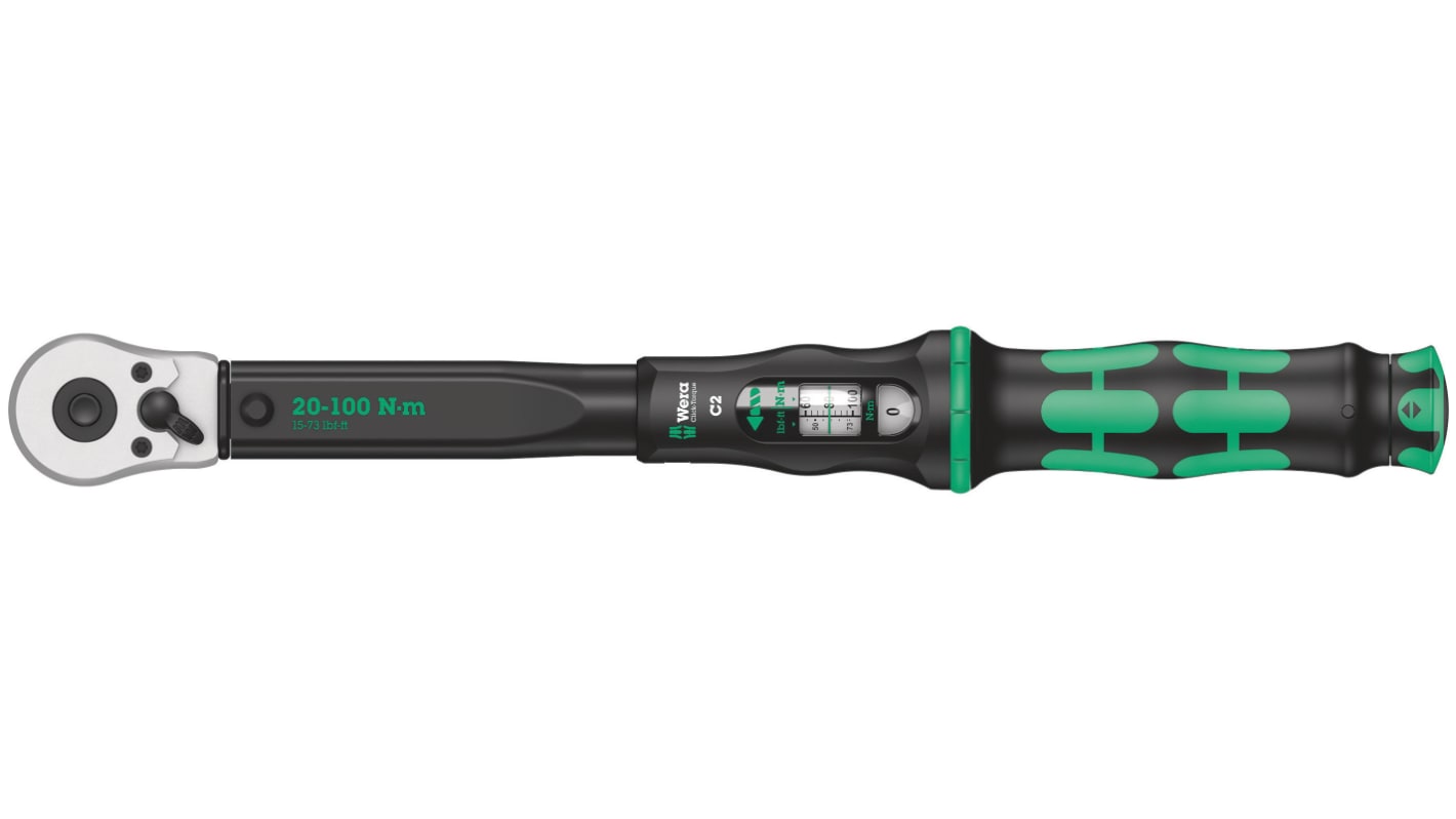 Wera Click-Torque C 2 Click Torque Wrench, 20 → 100Nm, 1/2 in Drive, Square Drive