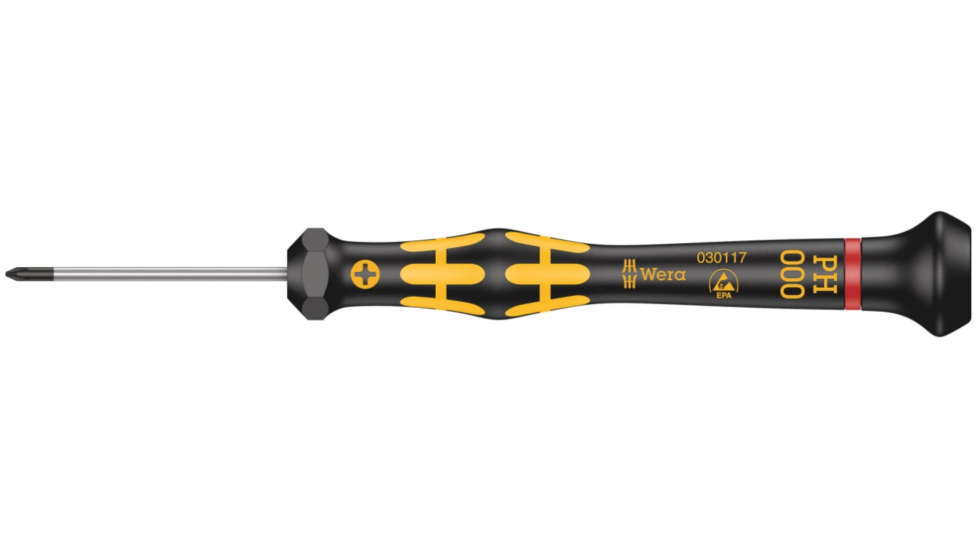 Wera Phillips Precision Screwdriver, PH000 Tip, 40 mm Blade, 137 mm Overall