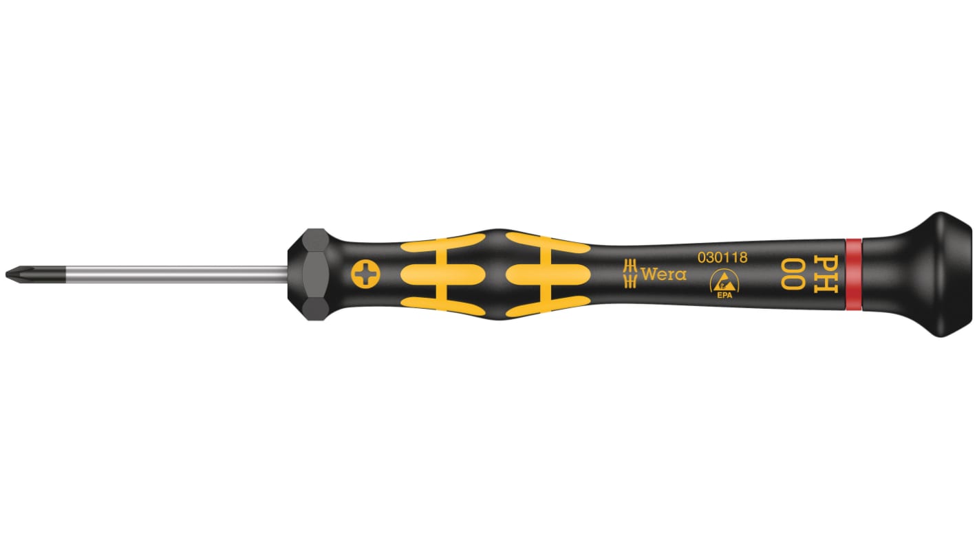 Wera Phillips Precision Screwdriver, PH00 Tip, 40 mm Blade, 137 mm Overall