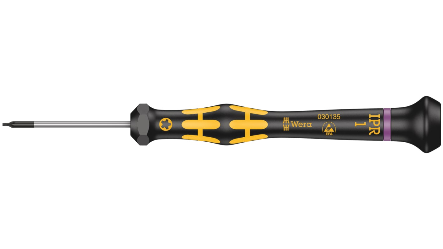 Wera Torx PLUS Precision Screwdriver, 1 IPR Tip, 40 mm Blade, 137 mm Overall