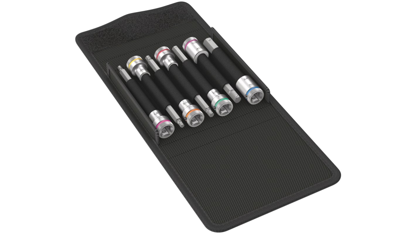 Wera 7-Piece Imperial 3/8 in Bit Socket Set , Hex Bit