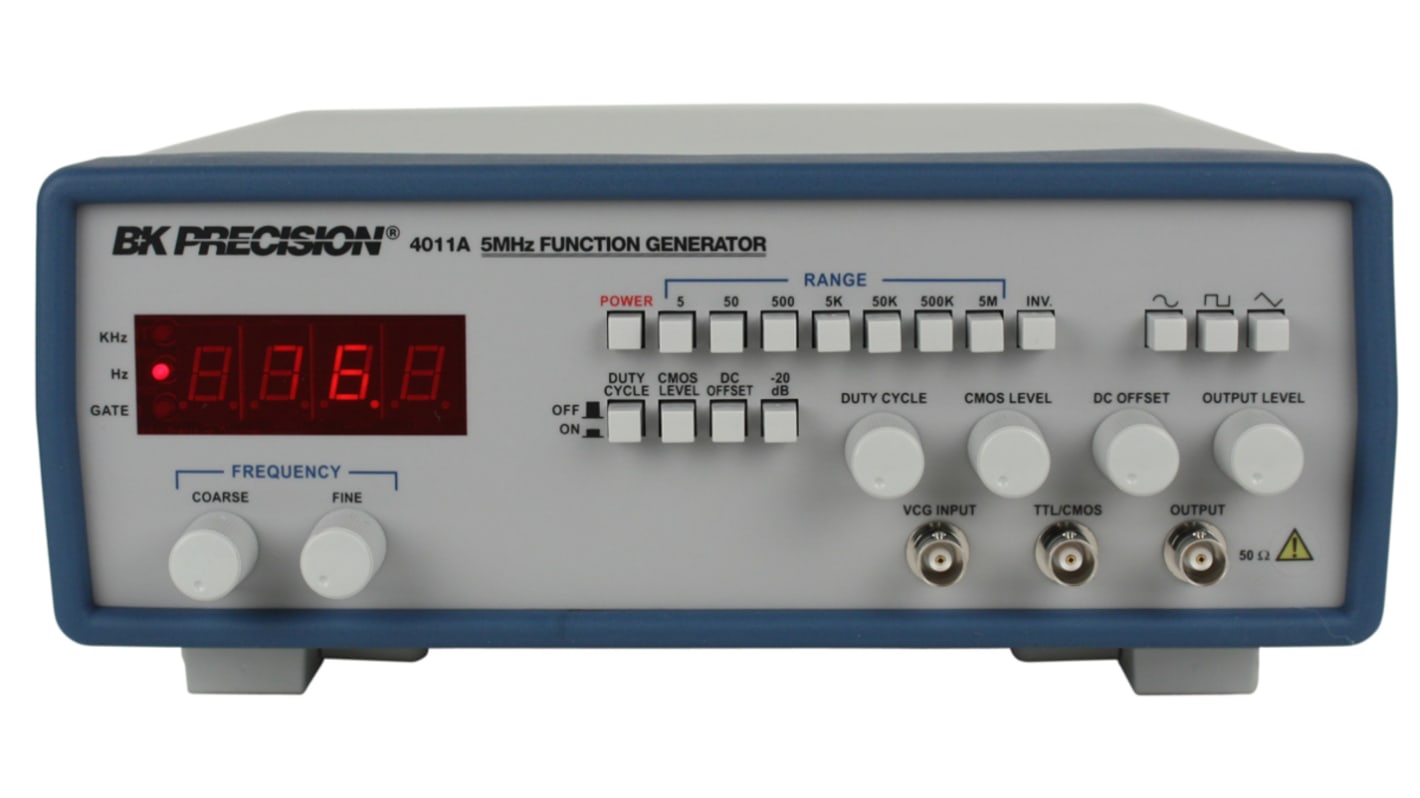 Generador de funciones BK Precision 4011A, calibrado RS, onda sinusoidal de 0.5Hz → 5MHZ