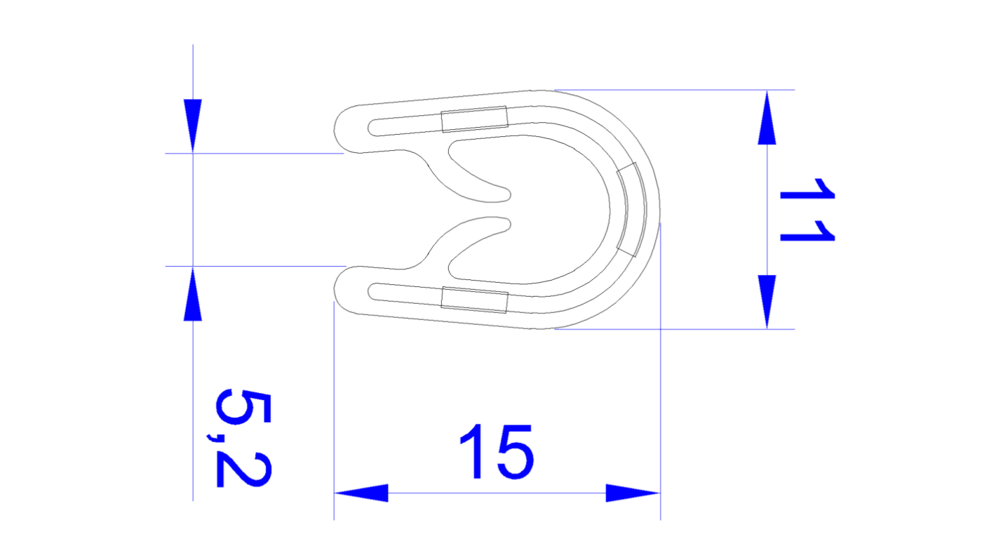 RS PRO Kantenschutz, , EPDM, Schwarz, B. 11mm, H. 15 mm, L. 20m