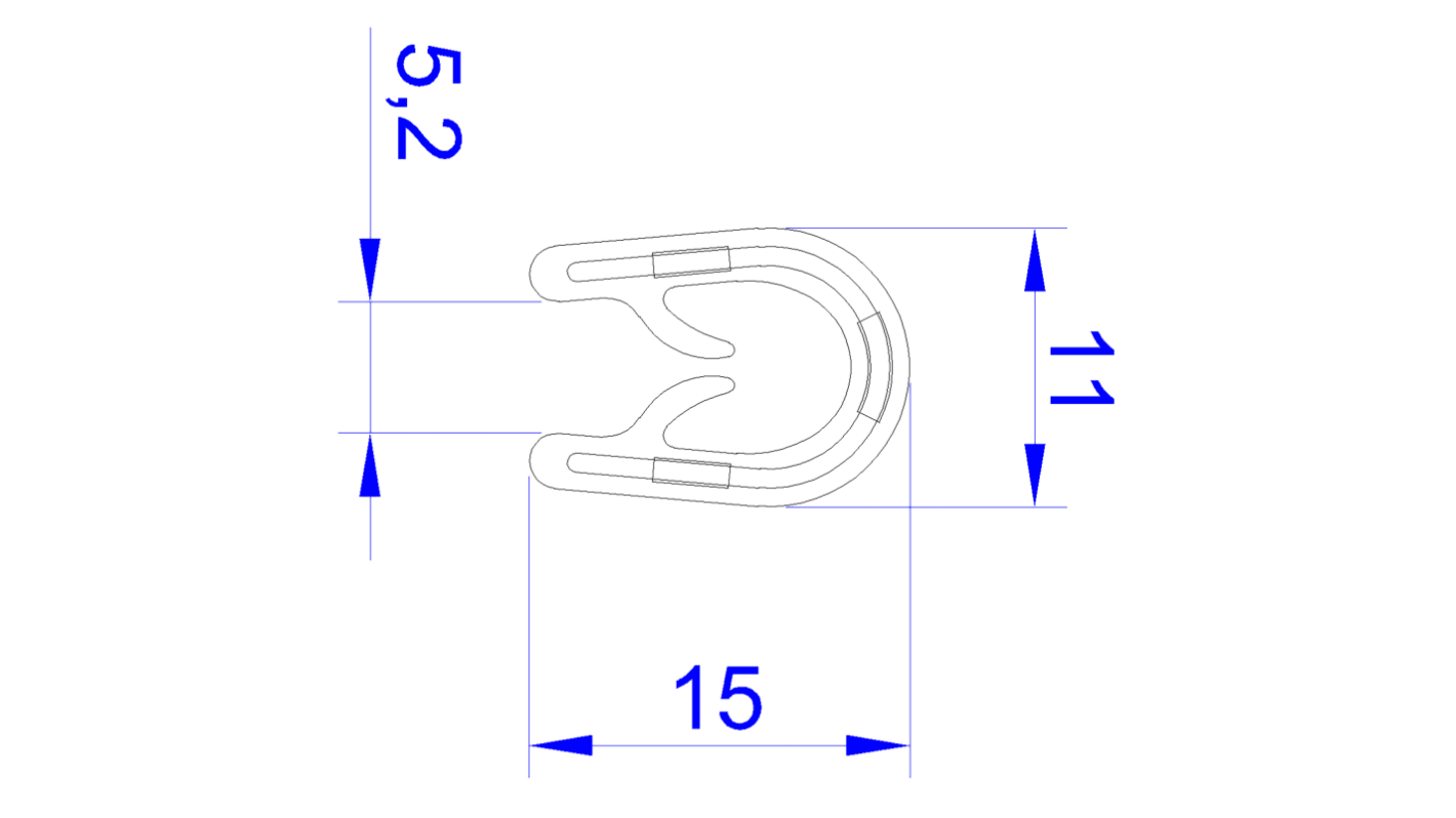 Junta aislante RS PRO de Caucho de Nitrilo Negro, 20m x 15 mm x 11mm