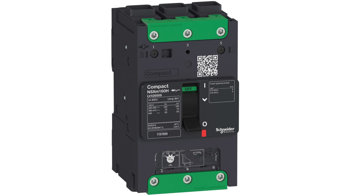 Schneider Electric Compact MCB, 3P, 125A Curve D, 690V AC, 25 kA Breaking Capacity