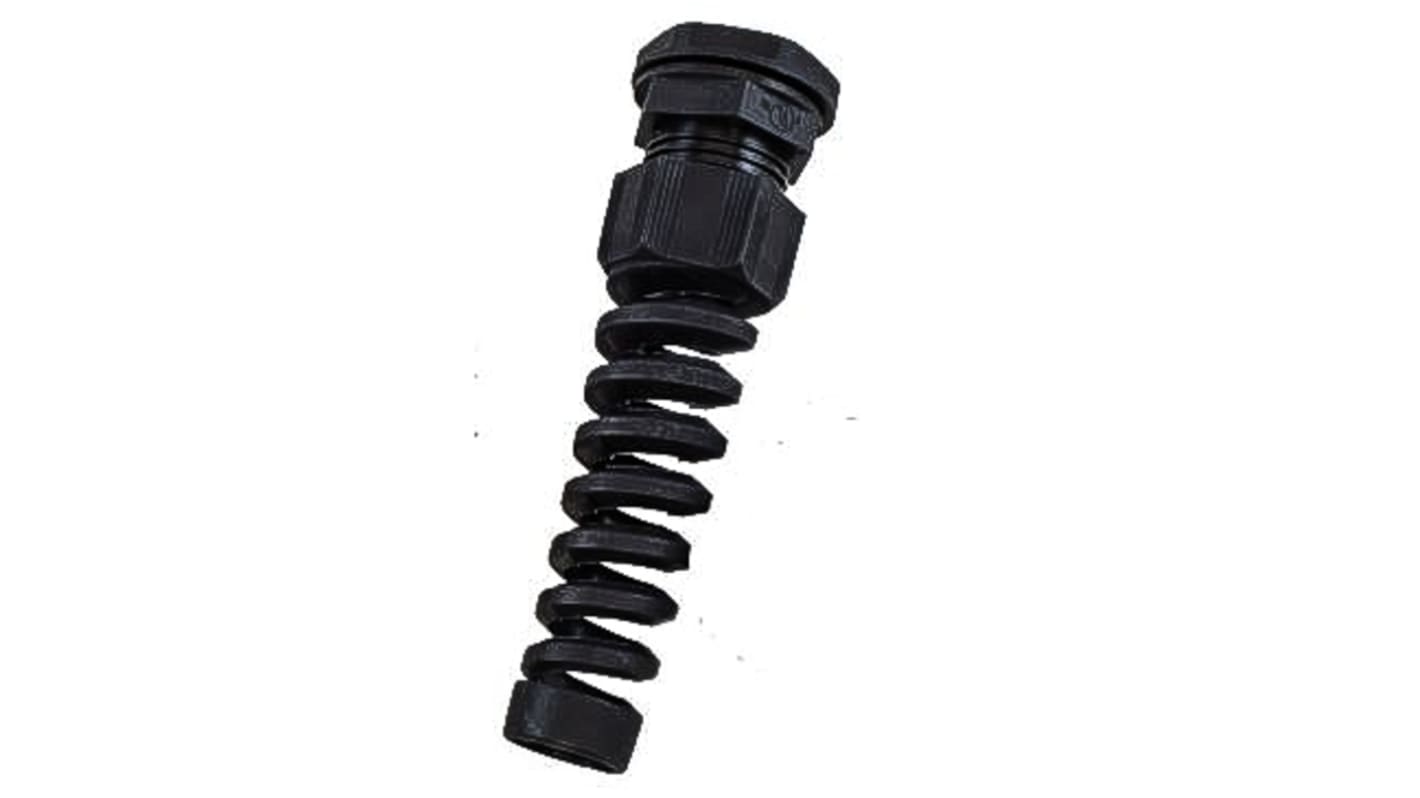 Alpha Wire FIT Series Black PA 6 Cable Gland, M25 Thread, 13mm Min, 18mm Max, IP66, IP68