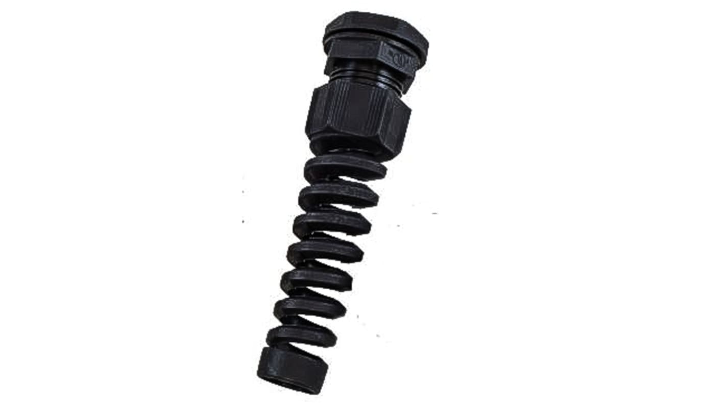 Alpha Wire FIT Series Black PA 6 Cable Gland, NPT 1/2in Thread, 6mm Min, 12mm Max, IP66, IP68