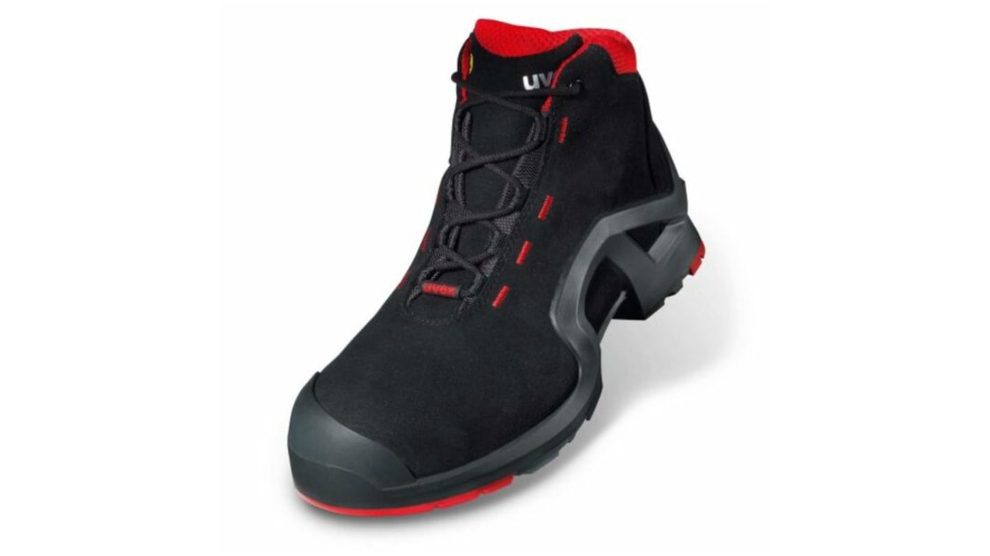 Uvex 1-8517 EN20345 S3, Unisex, Sicherheitsstiefel Schwarz, Rot, mit Zehen-Schutzkappe, ESD-sicher, Größe 41