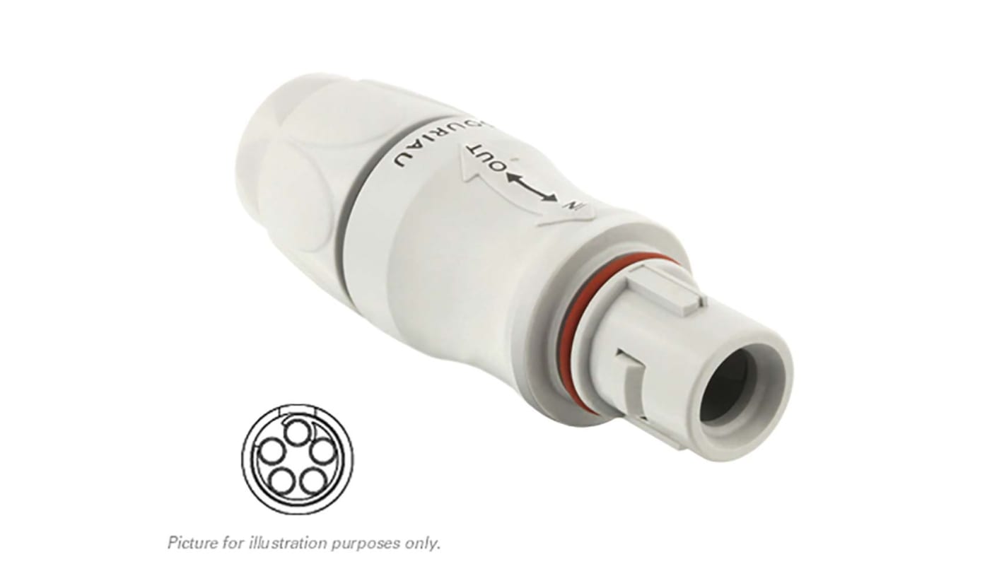 Conector circular Souriau macho serie JMX de 5 vías macho, tamaño carcasa 1, montaje aéreo, IP68