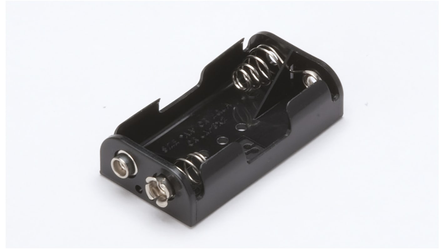 Akkumulátor tartó, rögzítés: Bepattintható, használható akkumulátorméret: AA, 2-hoz, érintkező: Gomb és laprugó