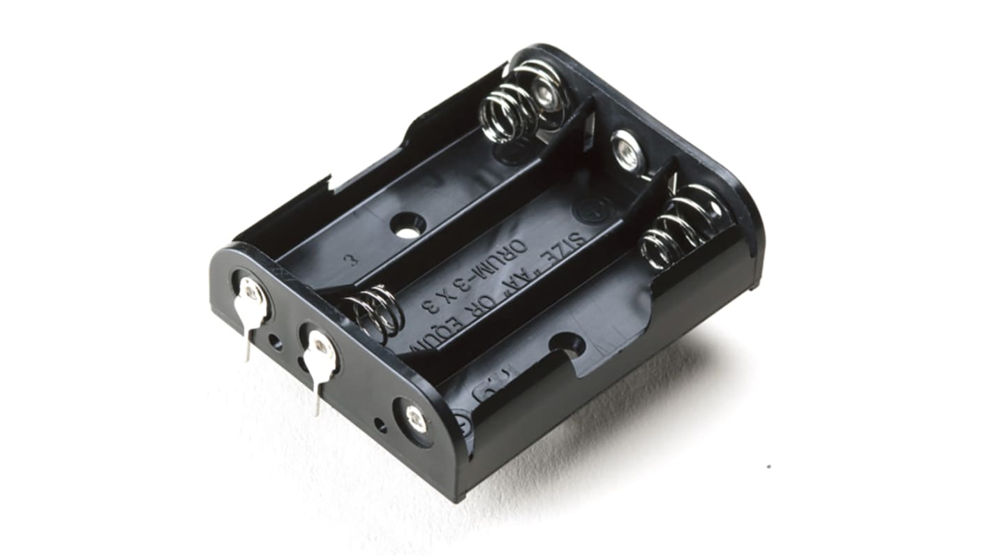 Takachi Electric Industrial AA Battery Holder, Button & Leaf Spring Contact