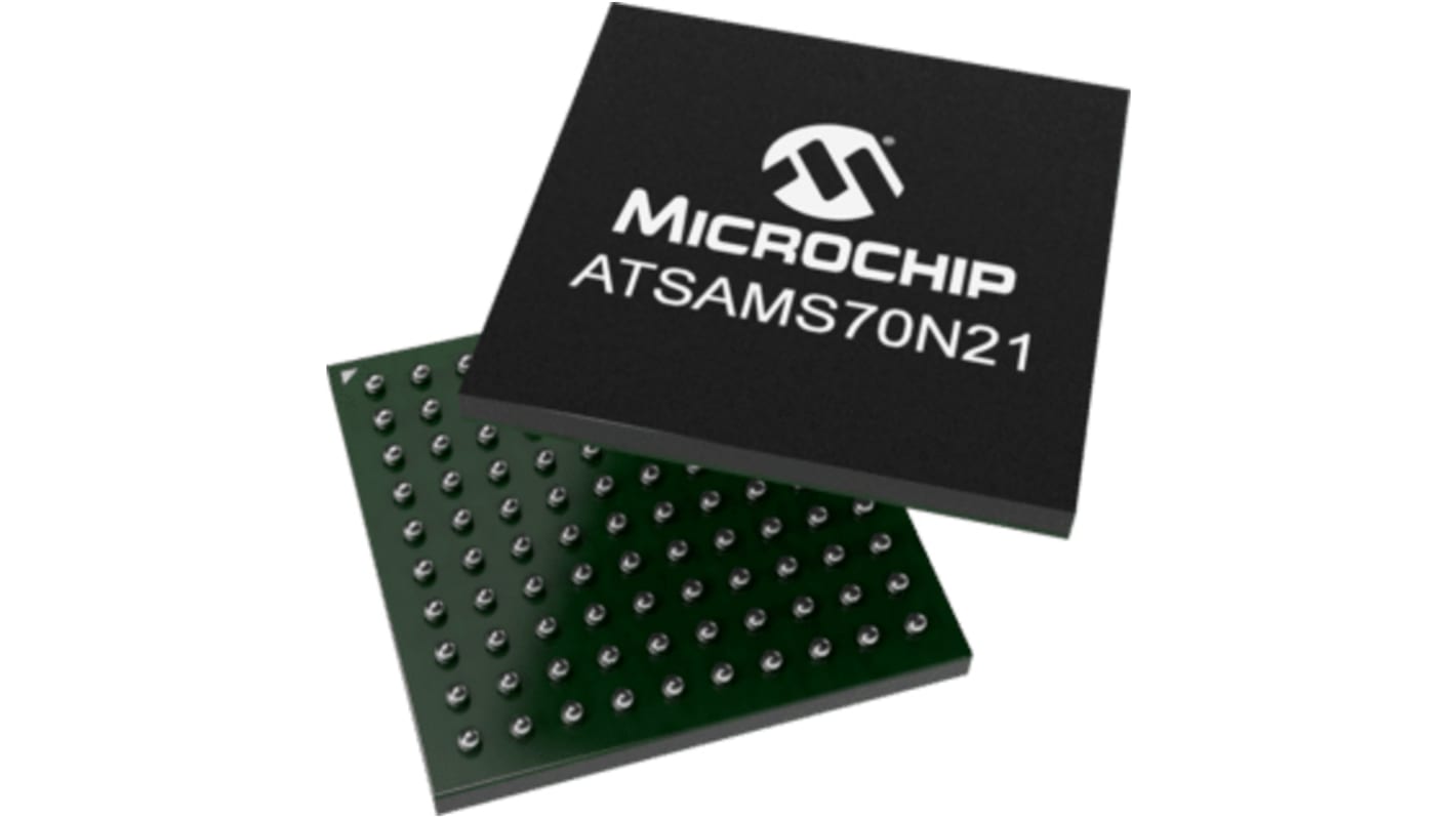 Microcontrollore Microchip, ARM, VFBGA, SAMS70, 100 Pin, Montaggio superficiale, 32bit, 300MHz