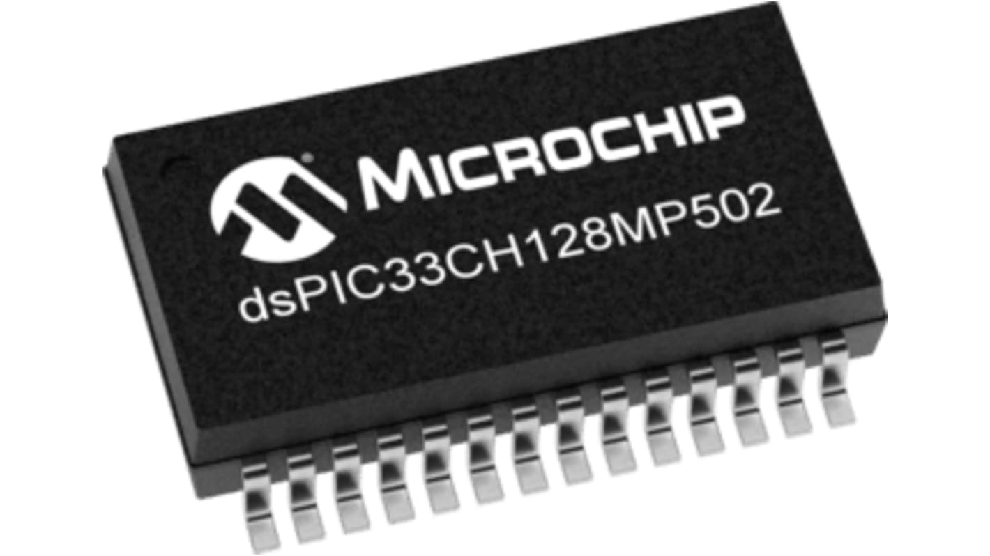 Microprocesseur, DSPIC33CH128MP502-I/SS, 16bit, dsPIC33CH, DSP, MCU 180 MHz, 200 MHz, SSOP 28 broches