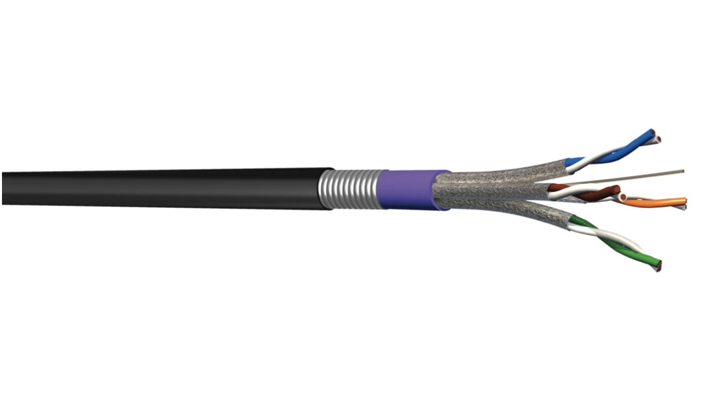 Kabel Ethernet Cat6a długość 100m Niezakończony CAE Multimedia Connect PE l. żył: 8 średnica 10.3mm