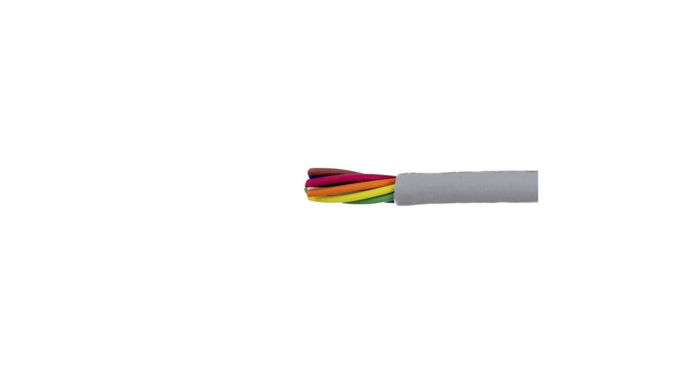 Cable de datos Alpha Wire Pro-Tekt de 8 conductores, 0.23 mm², 24 AWG, long. 100m, Ø ext. 5.44mm, funda de PVC Gris