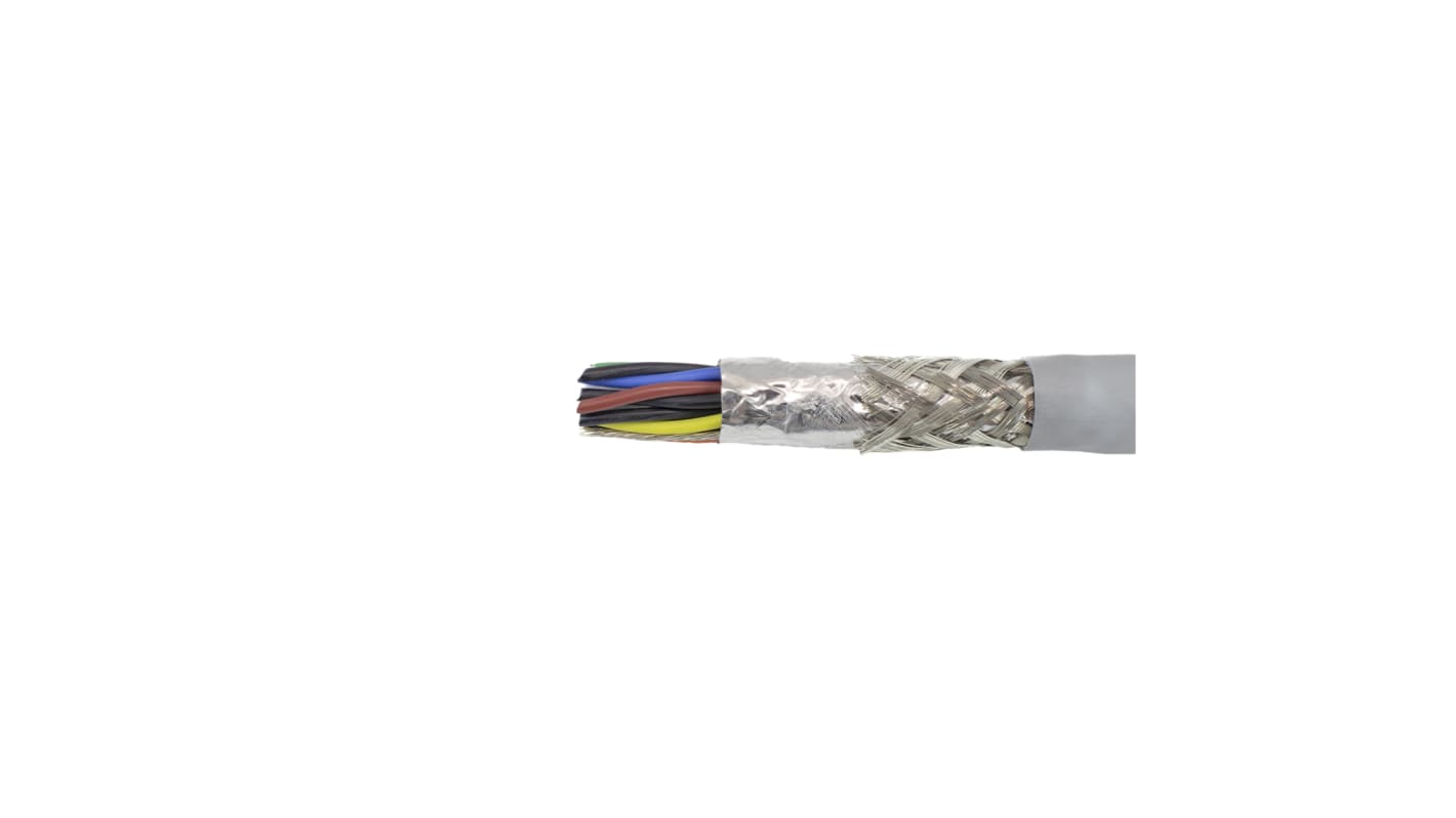 Cable de datos apantallado Alpha Wire Pro-Tekt de 10 conductores, 0.23 mm², 24 AWG, long. 100m, Ø ext. 6.88mm, funda de