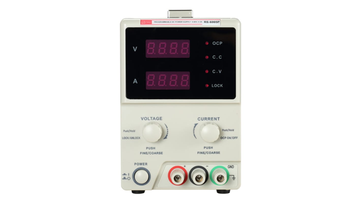 RS PRO Digital Bench Power Supply, 0 → 60V, 0 → 5A, 1-Output, 300W - UKAS Calibrated