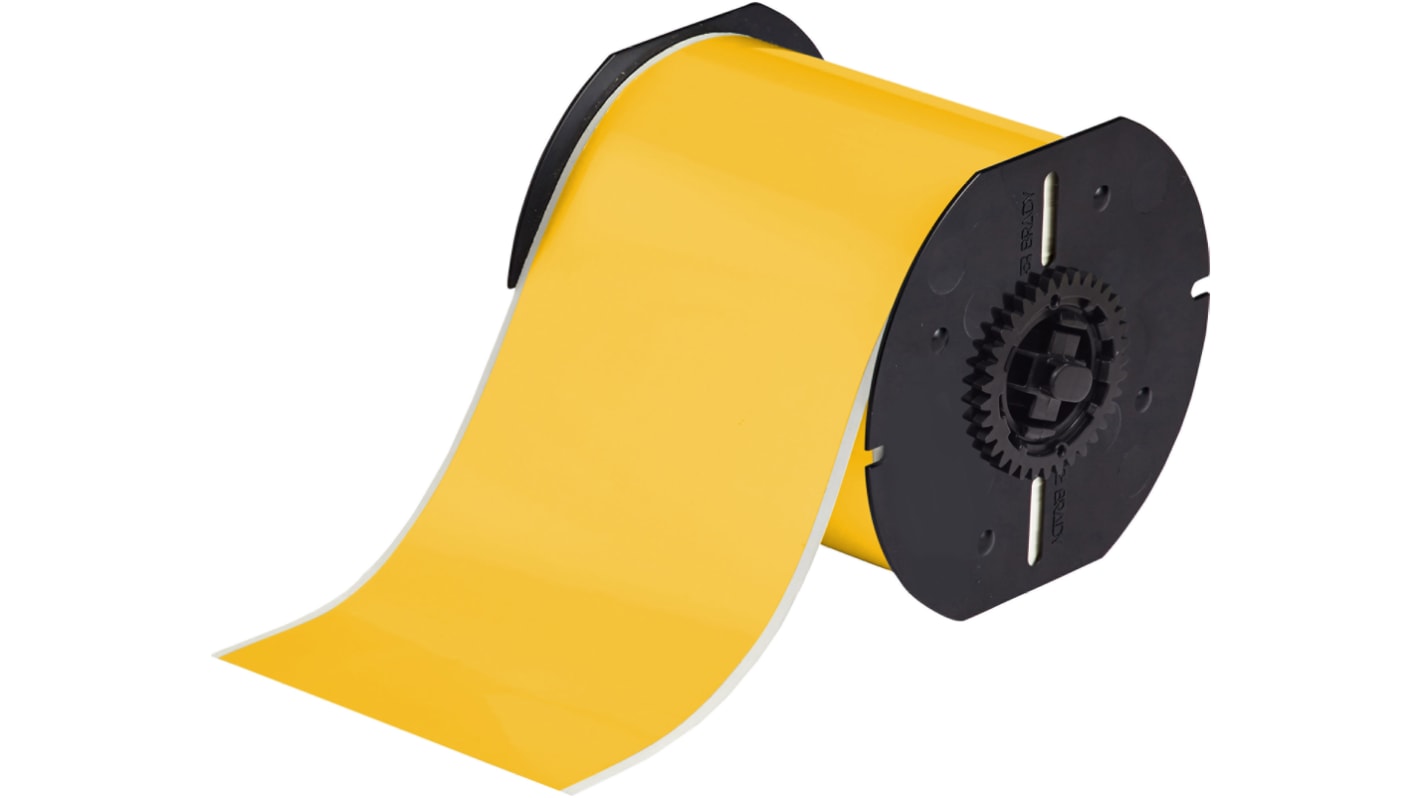 Brady B-595 Vinyl Yellow Label Roll, 101.6mm Width, 1 Roll Qty