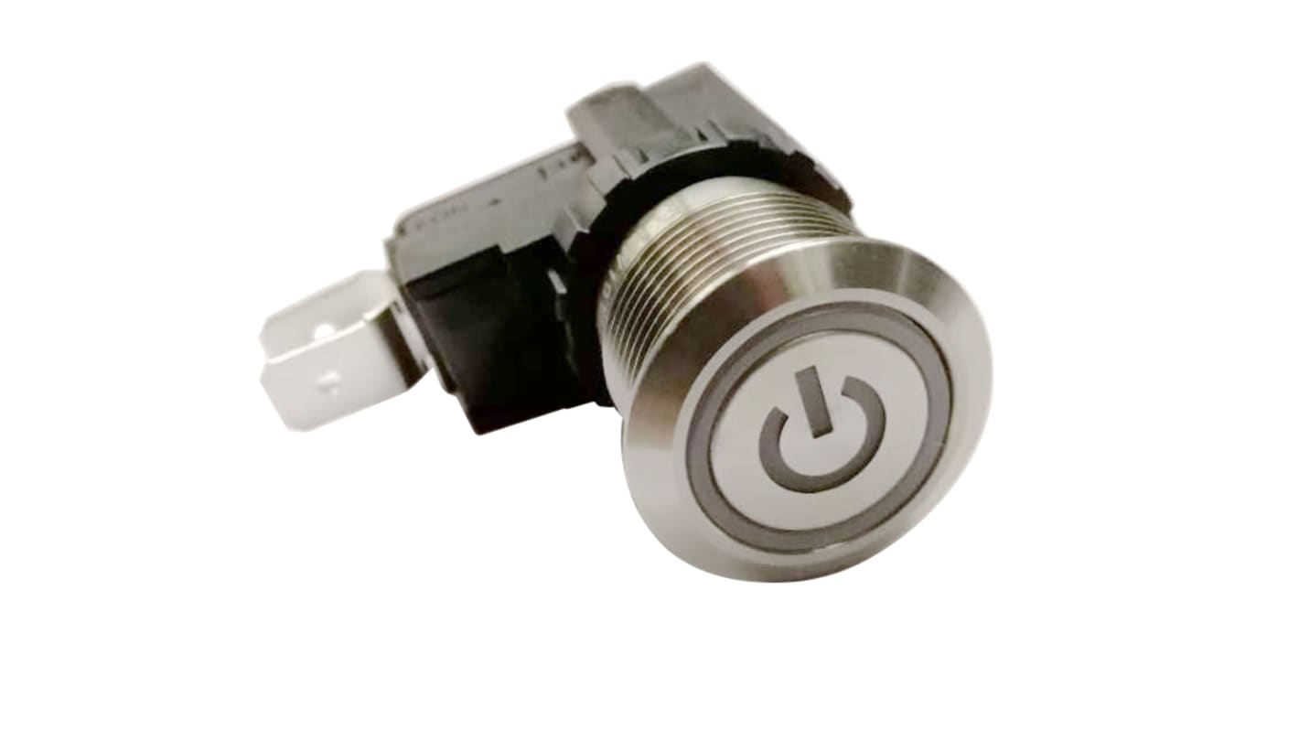 RS PRO Push Button Switch, Latching, Panel Mount, 19.1mm Cutout, SPDT, 250 / 125V ac, IP67