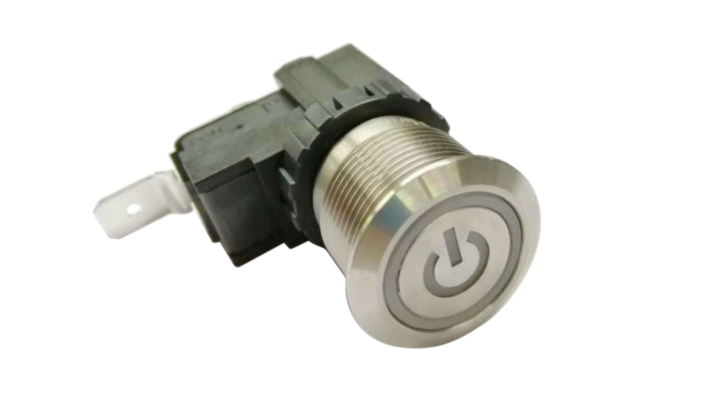 RS PRO Push Button Switch, Latching, Panel Mount, 19.1mm Cutout, SPST, 250 / 125V ac, IP67