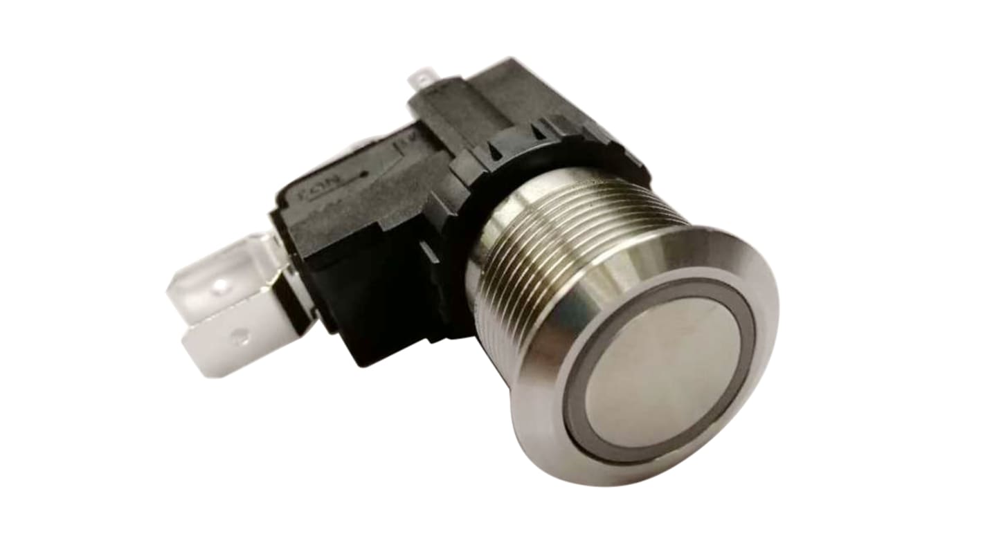 RS PRO Illuminated Push Button Switch, Latching, Panel Mount, 19.1mm Cutout, SPDT, White LED, 250 / 125V ac, IP67