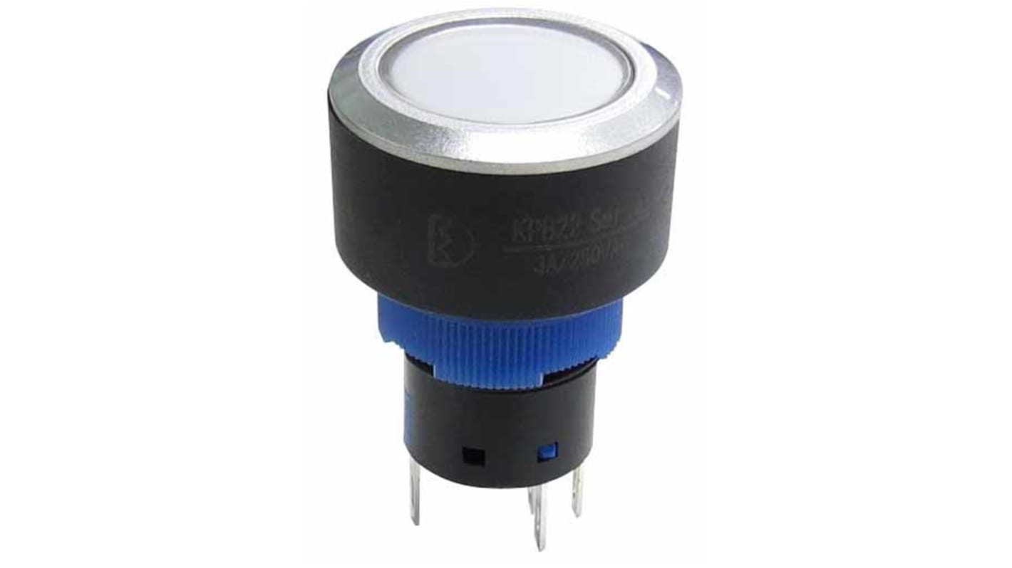 RS PRO Illuminated Push Button Switch, Momentary, Panel Mount, 22.2mm Cutout, SPDT, 250V ac, IP65