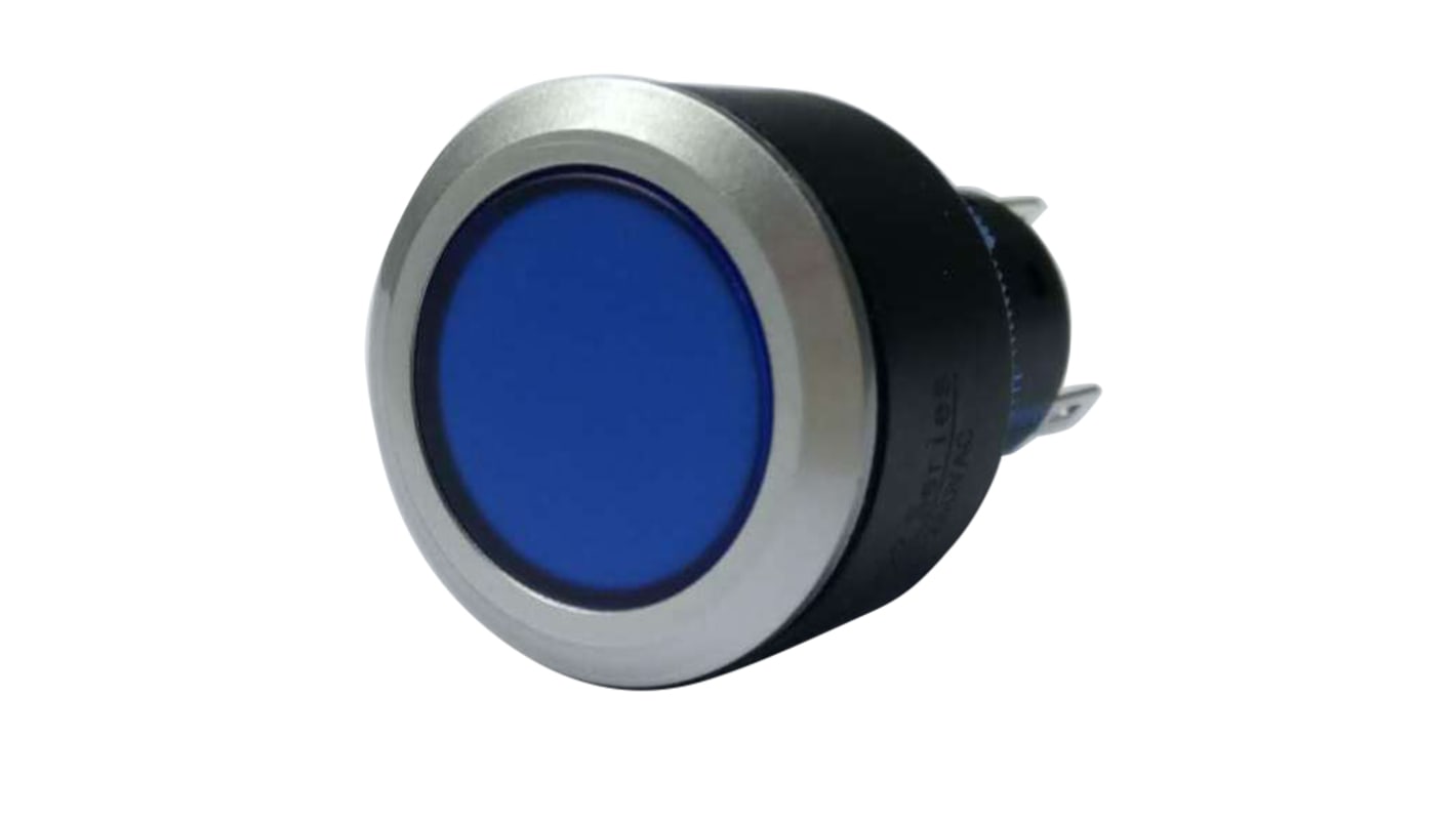 RS PRO Druckschalter Blau beleuchtet Tastend Tafelmontage, 1-poliger Umschalter 250V ac / 3 A, 5 A