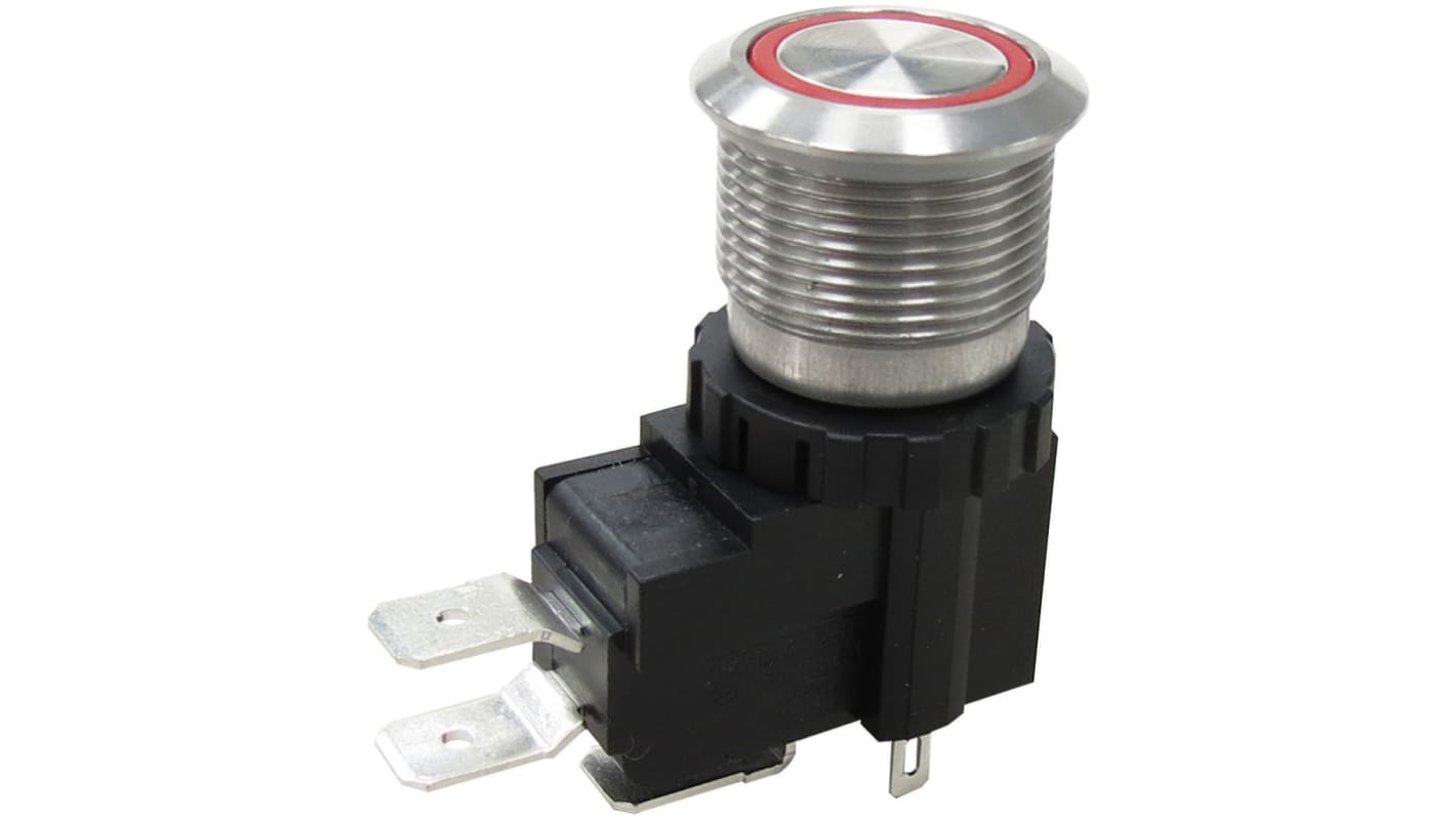 RS PRO Push Button Switch, Momentary, Panel Mount, 19.1mm Cutout, SPST, 250 / 125V ac, IP67