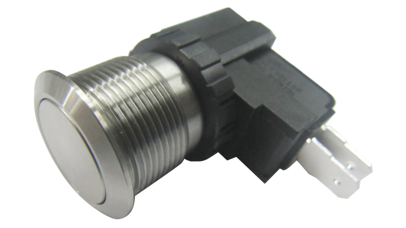 RS PRO Push Button Switch, Momentary, Panel Mount, 19.1mm Cutout, SPDT, 250 / 125V ac, IP67