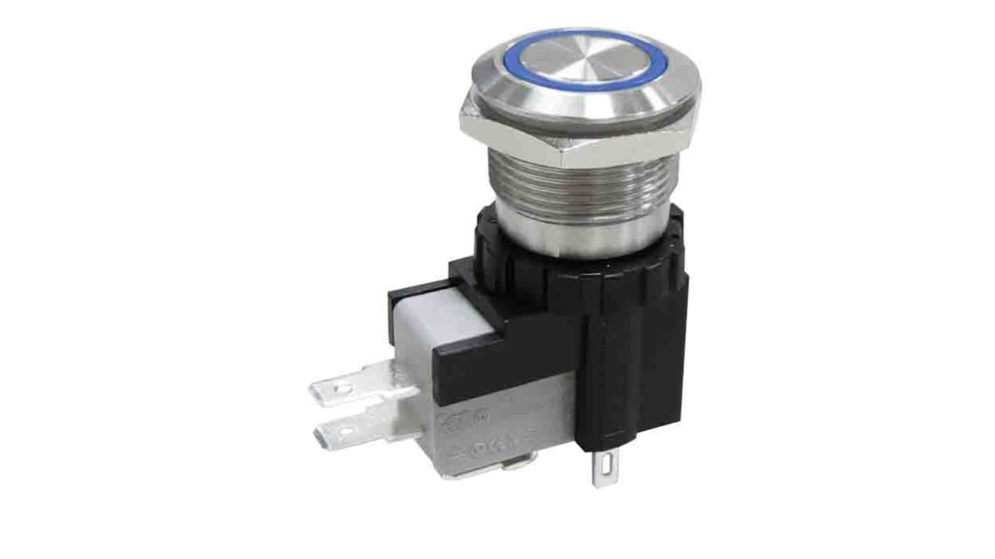 RS PRO Push Button Switch, Momentary, Panel Mount, 19.1mm Cutout, SPST, 250 / 125V ac, IP67