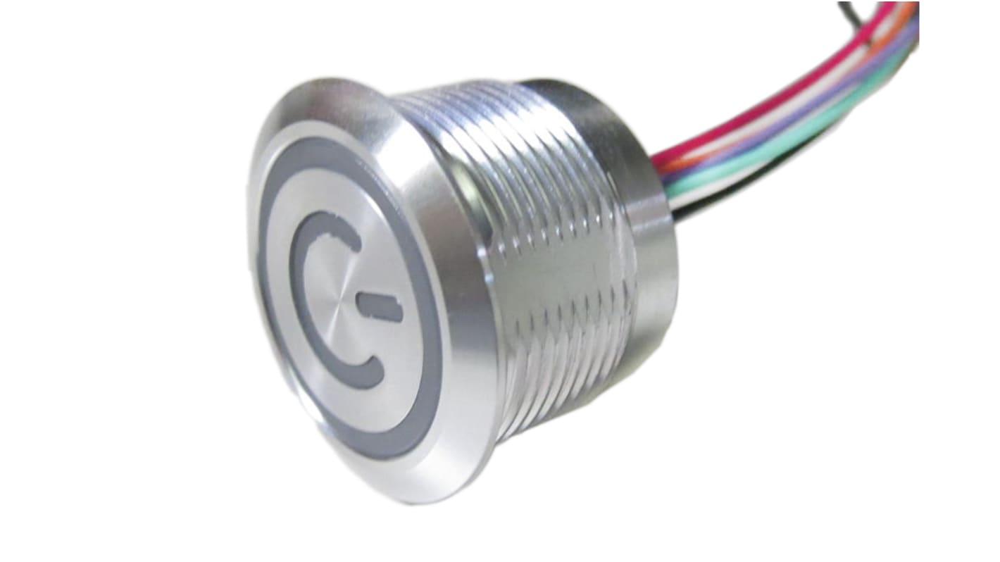 Interruptor capacitivo capacitivo RS PRO, Enclavamiento, Momentáneo, , iluminado, Led RGB, 24V dc, 1A, IP68