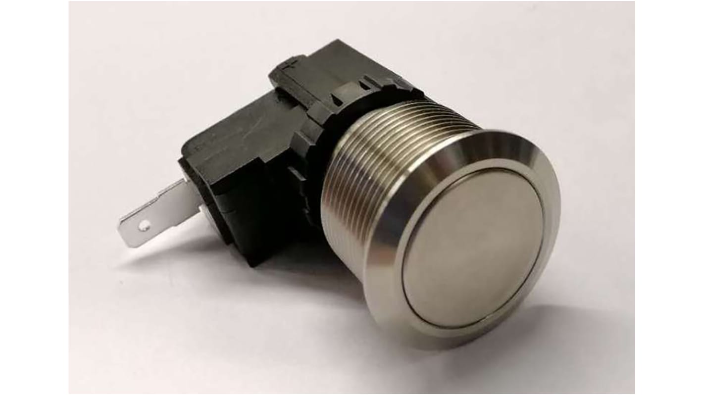 RS PRO Push Button Switch, Momentary, Panel Mount, 22.2mm Cutout, SPST, 250 / 125V ac, IP67