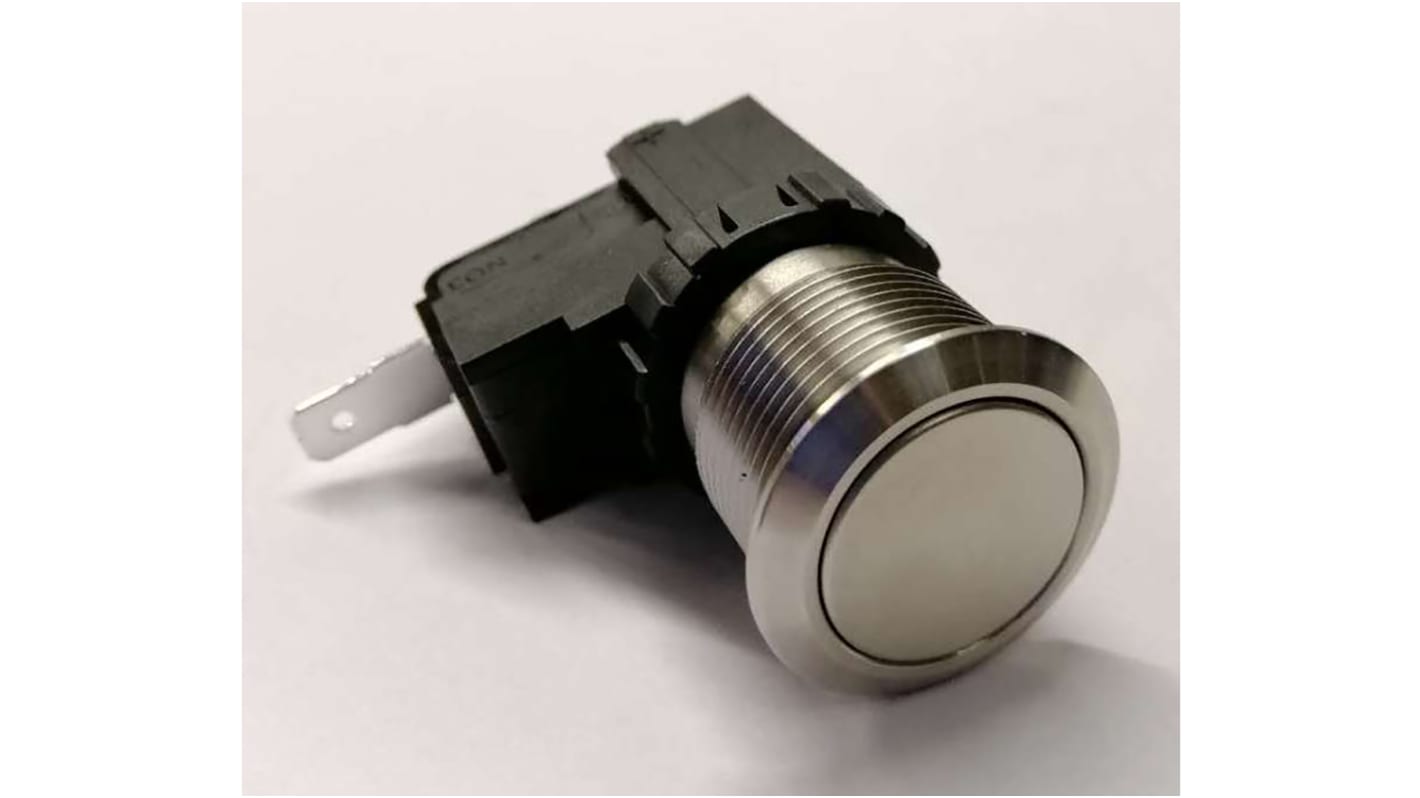 RS PRO Push Button Switch, Momentary, Panel Mount, 19.1mm Cutout, SPST, 250 / 125V ac, IP67