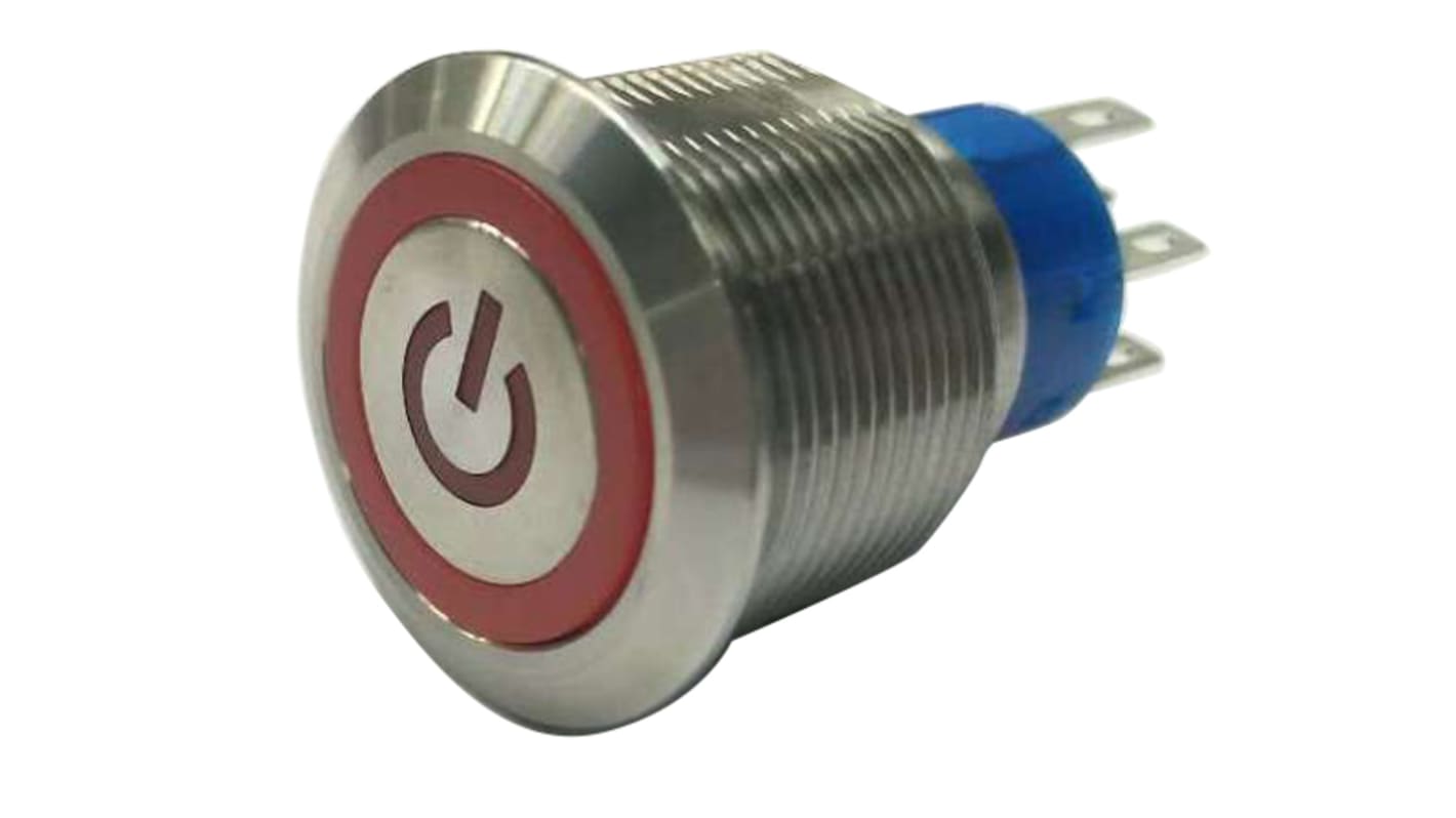 RS PRO Illuminated Push Button Switch, Momentary, Panel Mount, 22.2mm