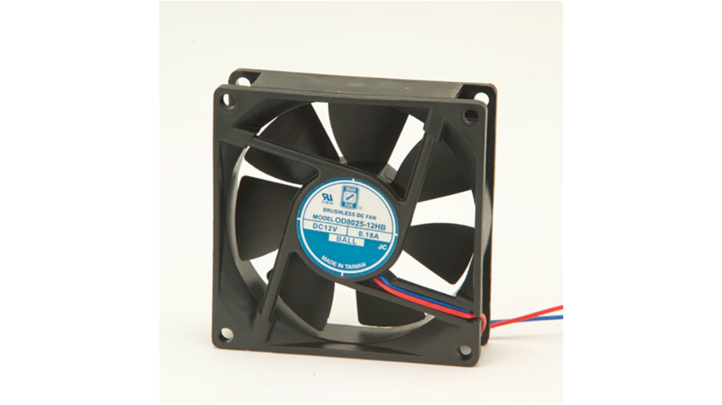 RS PRO DC-Axiallüfter, 12 V dc / 1.8W, 80 x 80 x 25mm, 3100U/min, 68m³/h