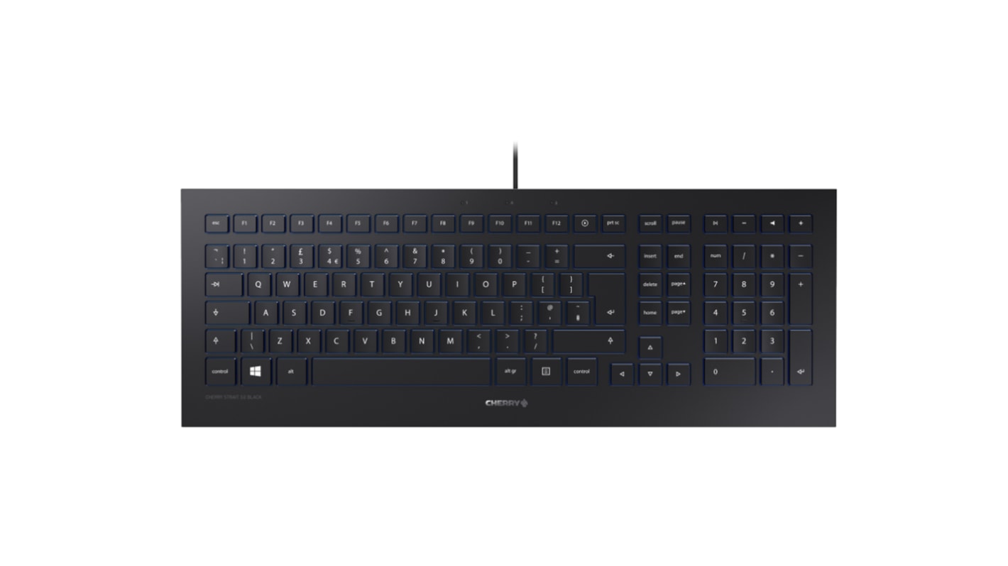 CHERRY STRAIT 3.0 Wired USB Keyboard, QWERTY, Black