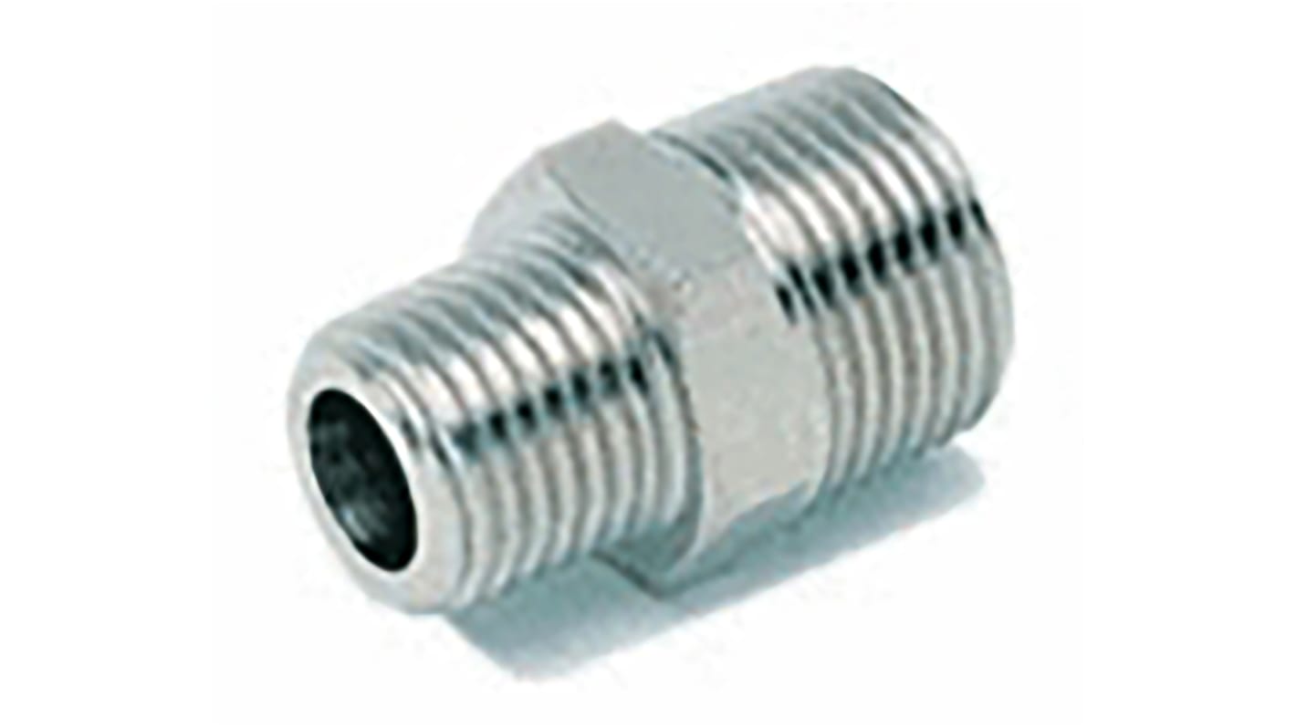 RS PRO Brass Pipe Fitting, Straight Threaded Fitting, Male 3/8in to Male 1/2in