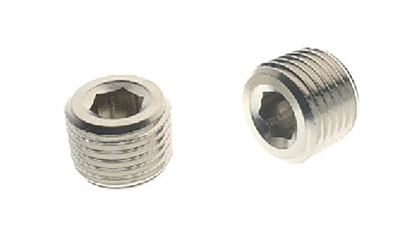 RS PRO G 1/8 Male Nickel Plated Brass Plug Fitting