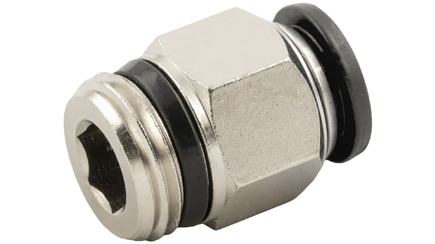 RS PRO Push-in Fitting, R 1/8 Male to Push In 6 mm, Threaded-to-Tube Connection Style