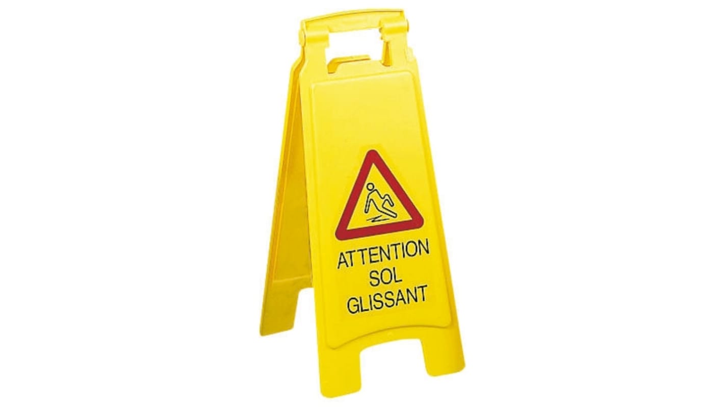 Panneau de sol pliable Brady avec pictogramme : Surface glissante " Attention Sol Glissant "