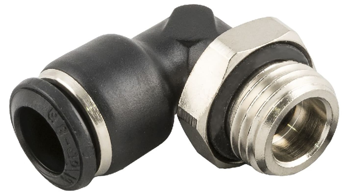 RS PRO Push-in fitting R 3/8 han, R 3/8 han til Indstik 8 mm, Gevind-til-slange